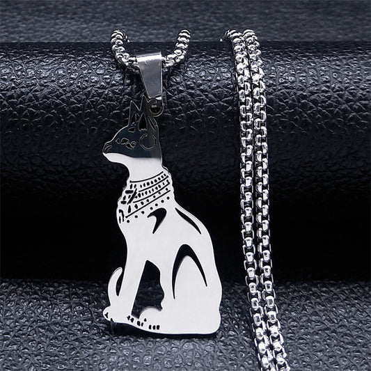 Stainless Steel Cat Ornament Necklace