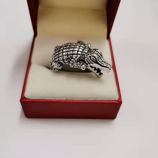 Realistic Domineering Male Crocodile Ring