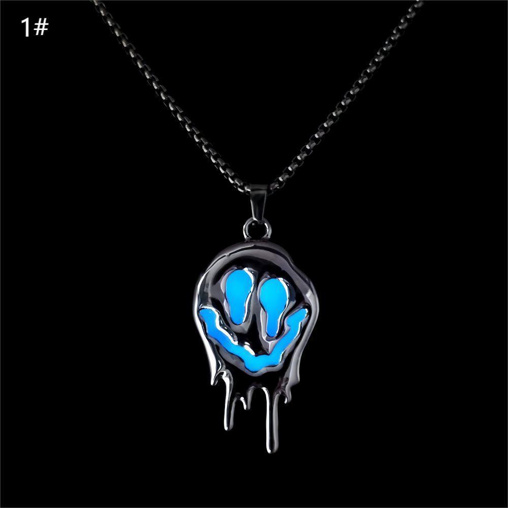 Zinc Alloy Noctilucent Halloween Ghost Glowing Grimace Pendant Necklace