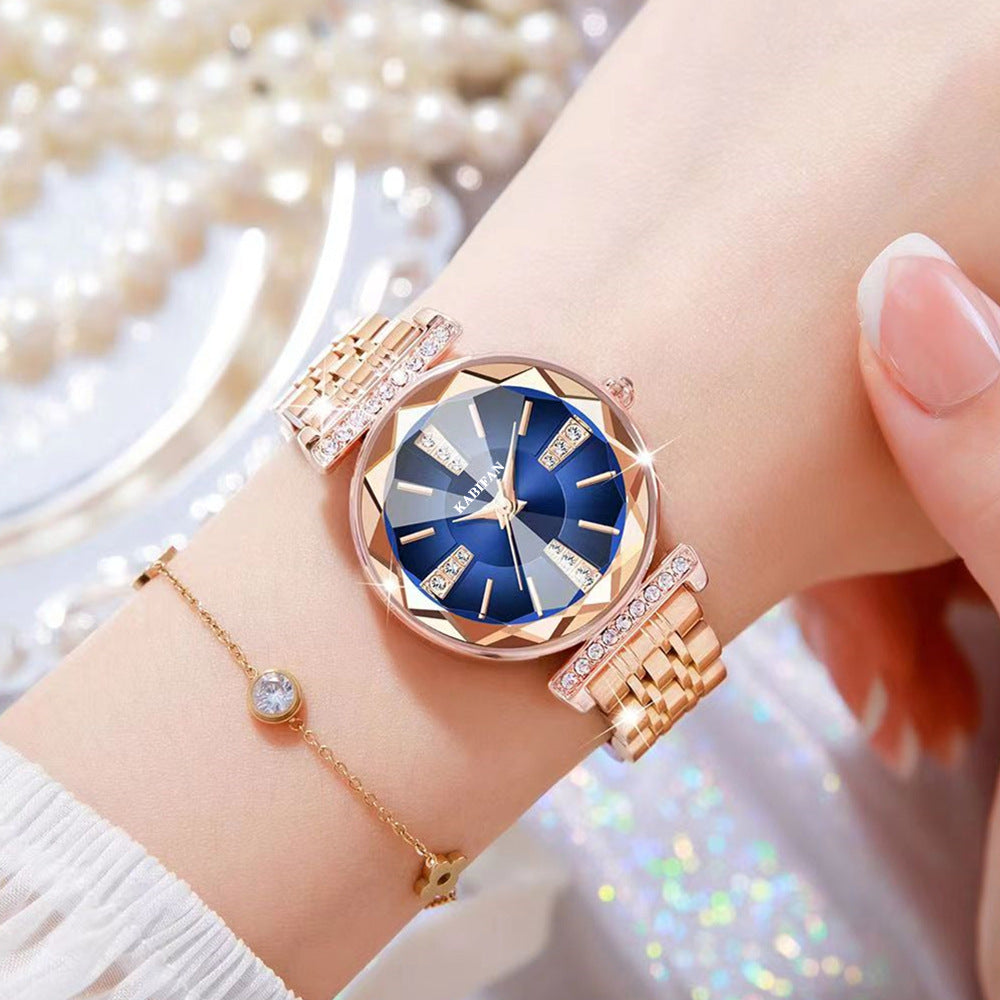 Women's Diamond Mirror Waterproof Steel Watch