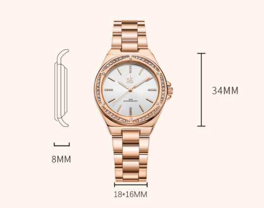 Women's Simple Zircon Quartz Watch