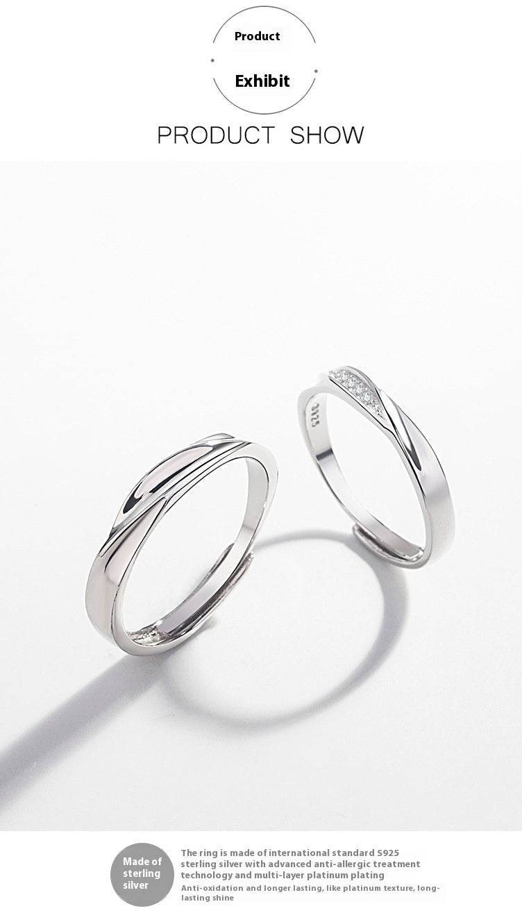 S925 Sterling Silver Love Couple Ring