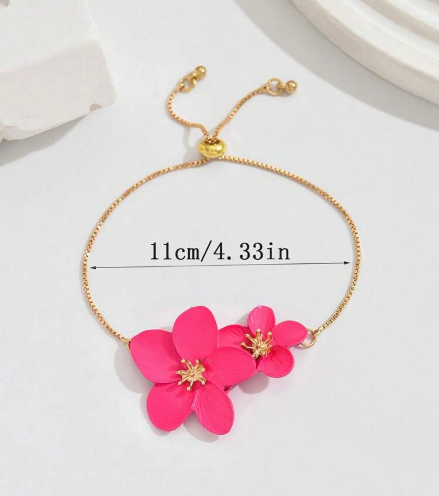 Adjustable Fresh Pink Floral Luxurious Bracelet