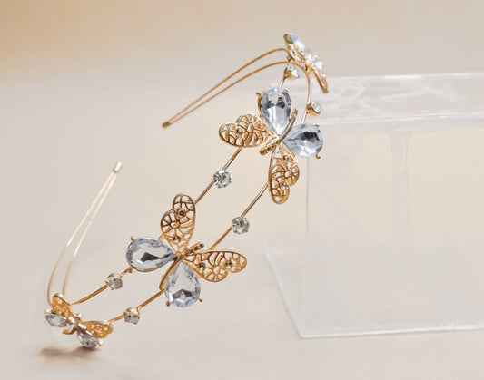 Rhinestone Butterfly Layered Headband