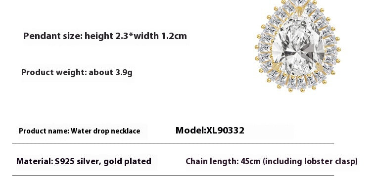 Drop-shaped Diamond Wild Necklace S925 Sterling Silver