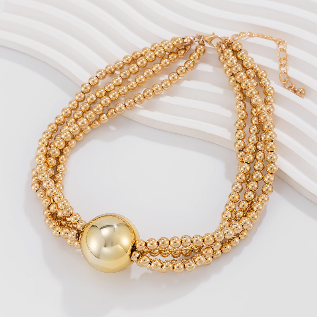 Pearl Multi Layer Exaggerated Ball Pendant Necklace