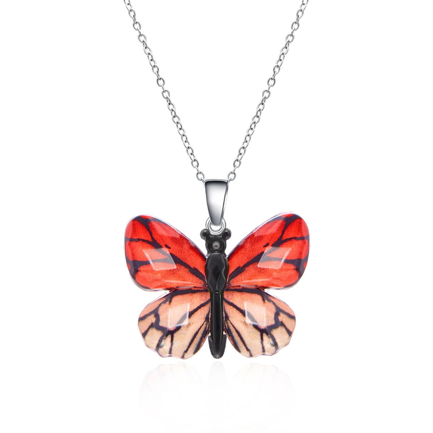 Stainless Steel Retro Multi-color Butterfly Necklace