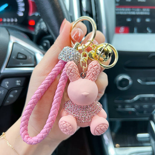 Cute Cartoon Diamond Rabbit Car Key Ring