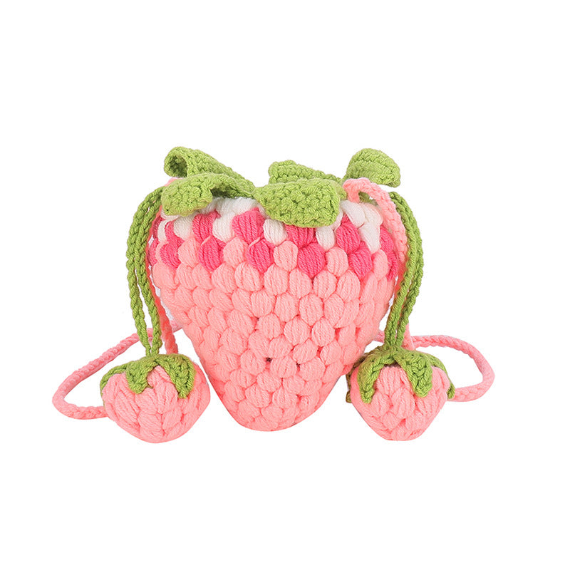 Wool Crochet Gradient Strawberry Shape Bag