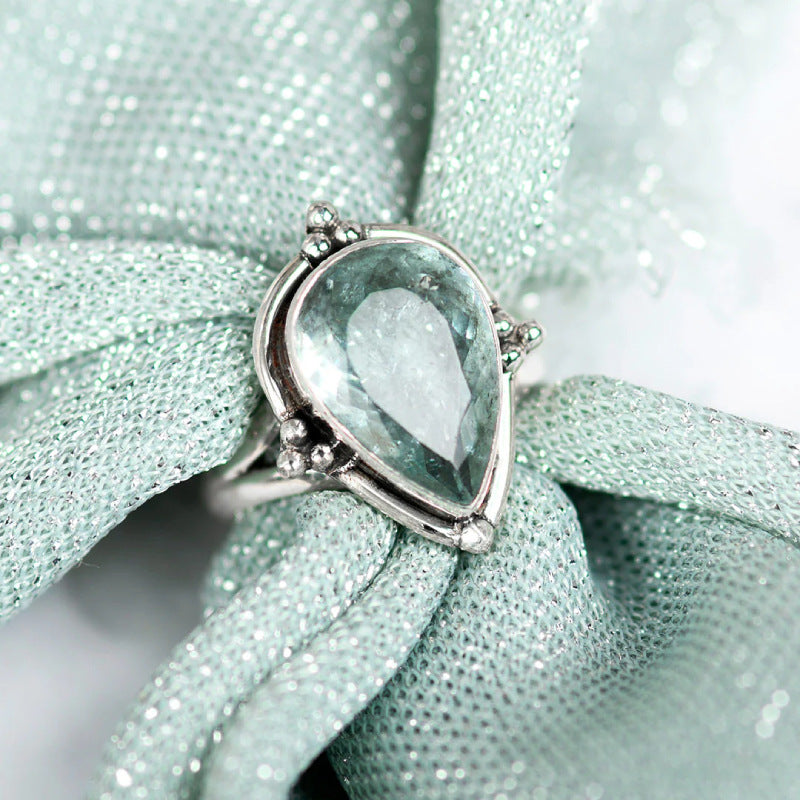 Water Drop Aquamarine Ring