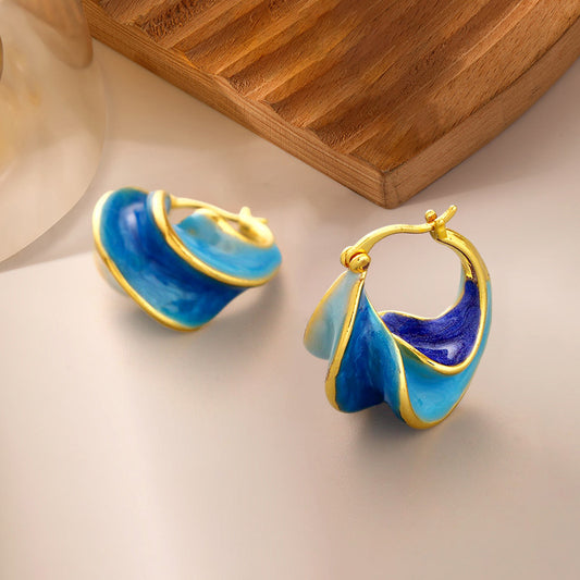 Retro Minority Temperament Wild Enamel Spira Earrings