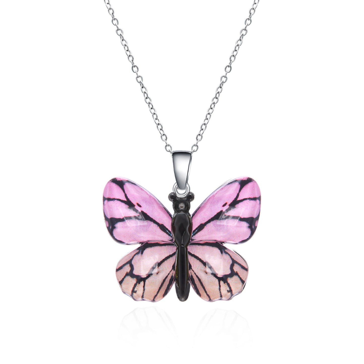 Stainless Steel Retro Multi-color Butterfly Necklace