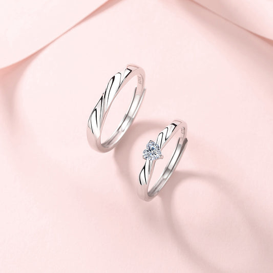 S925 Sterling Silver Heartbeat Signal Couple Couple Rings Men And Women