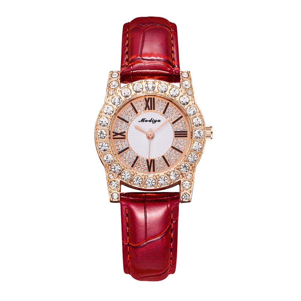 Diamond-embedded Creative Women’s Watch With Roman Scale