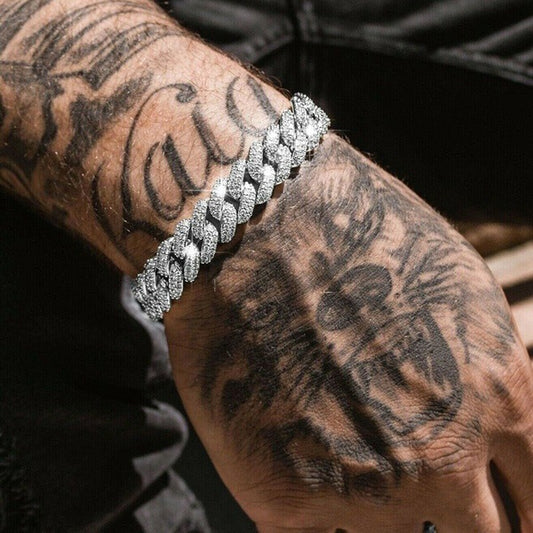Fully-jewelled Cuban Ins Style Hip Hop Geometric Bracelet