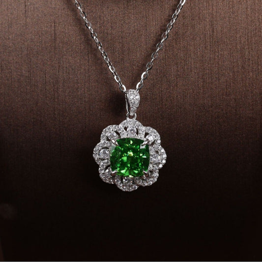 S925 Emerald Pendant Necklace