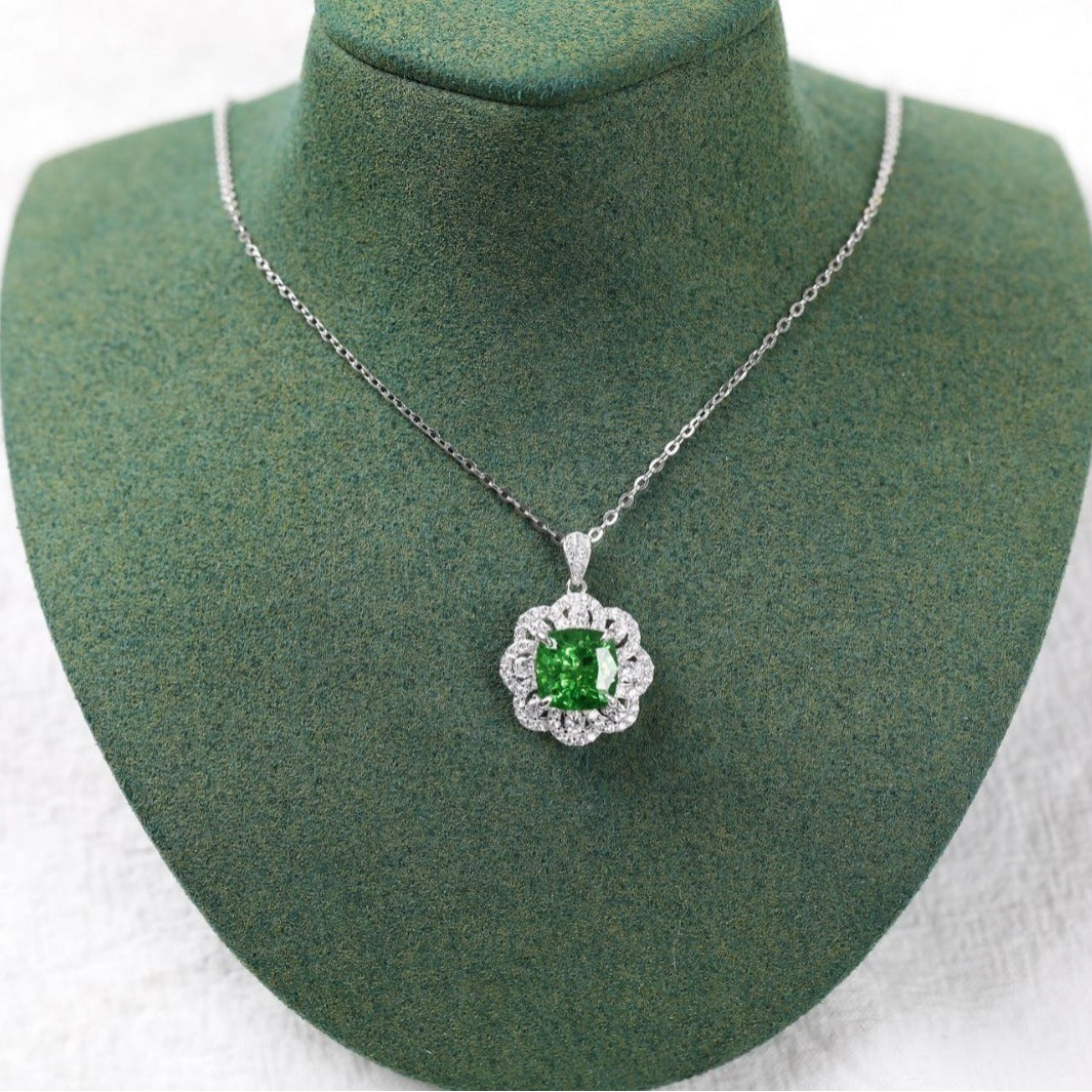 S925 Emerald Pendant Necklace