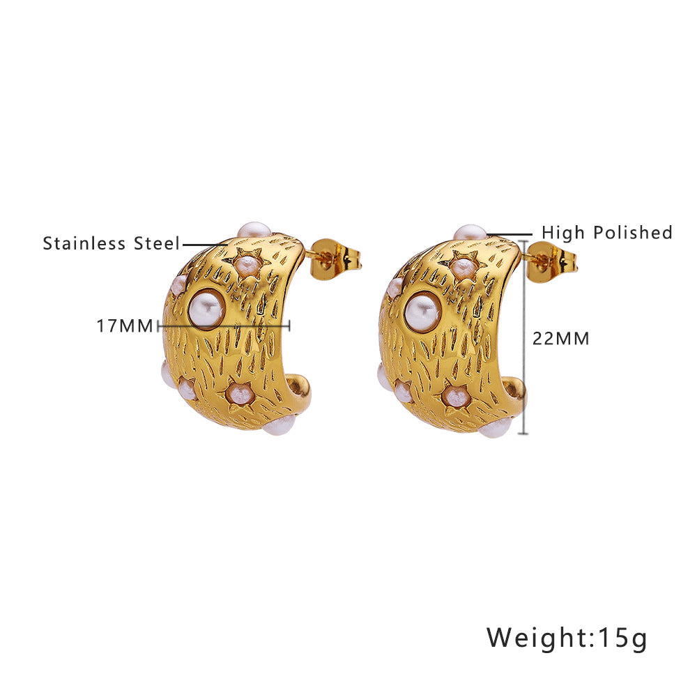 Stainless Steel 18K Gold Plated Stud Earrings