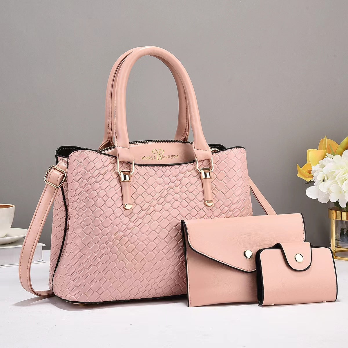 Woven Texture Three-piece Large Capacity One Shoulder Combination Bags