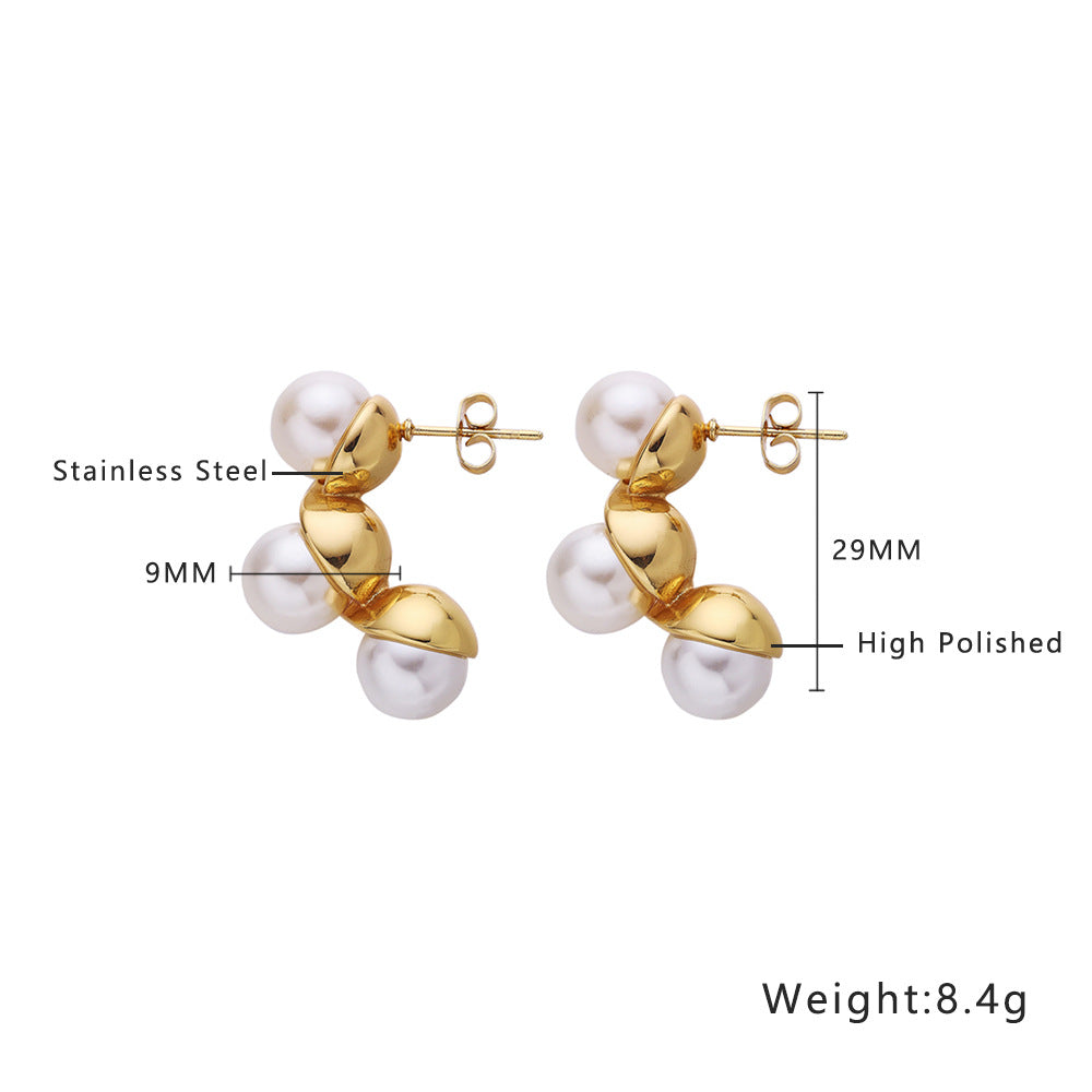 Stainless Steel 18K Gold Plated Stud Earrings