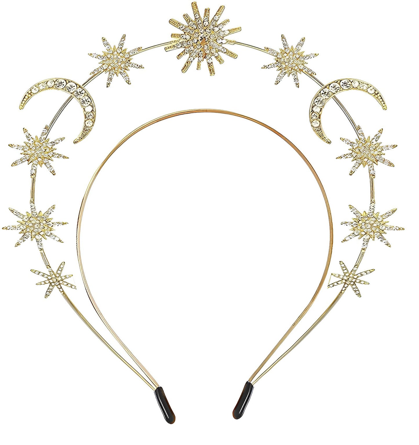 Fashion Sun Goddess Double-layer Headband Six-pointed Star Moon Alloy Crystal