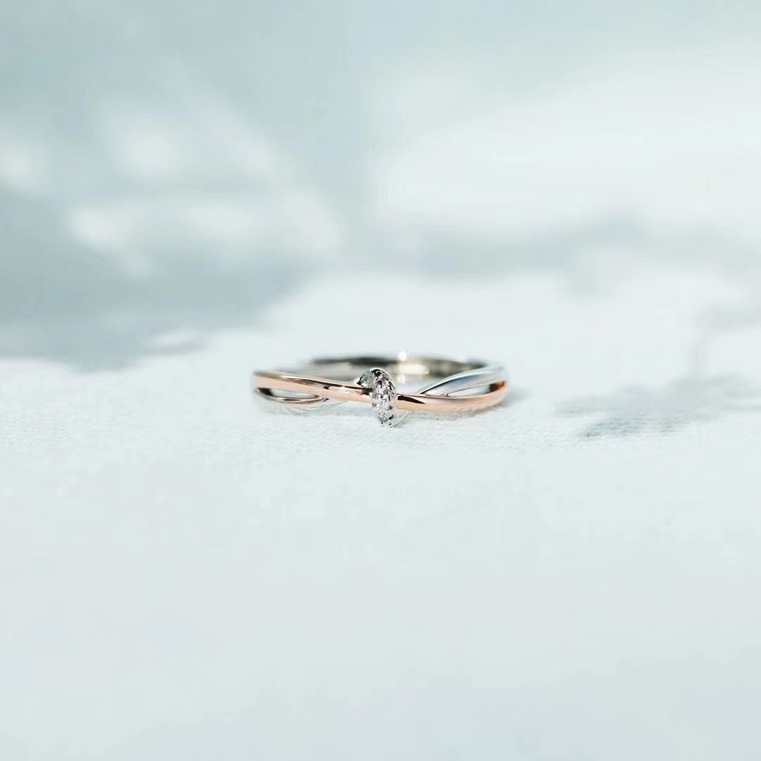 S925 Sterling Silver Knotted Buckle Two-color Plating Simple Ring