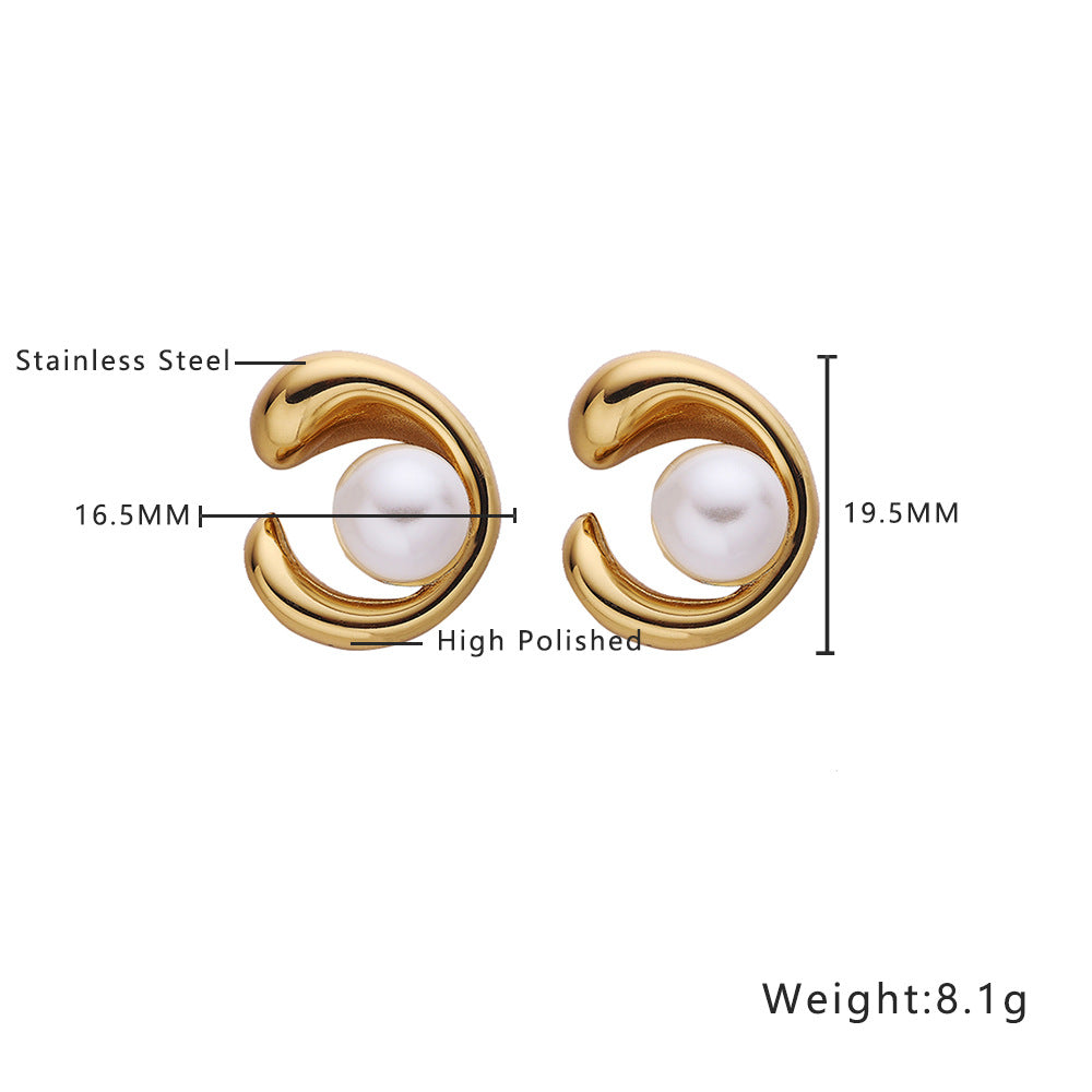 Stainless Steel 18K Gold Plated Stud Earrings