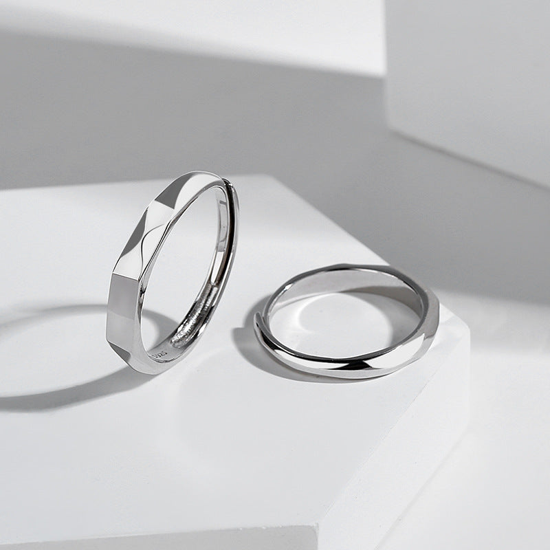 S925 Sterling Silver Projection Couple Ring