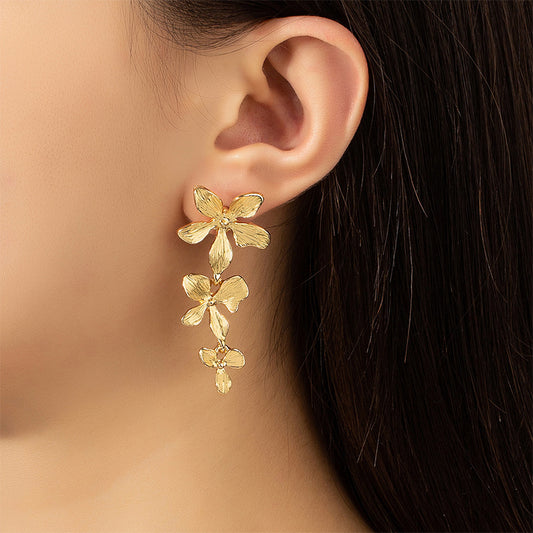 Irregular Exaggerated Long Flower Earrings