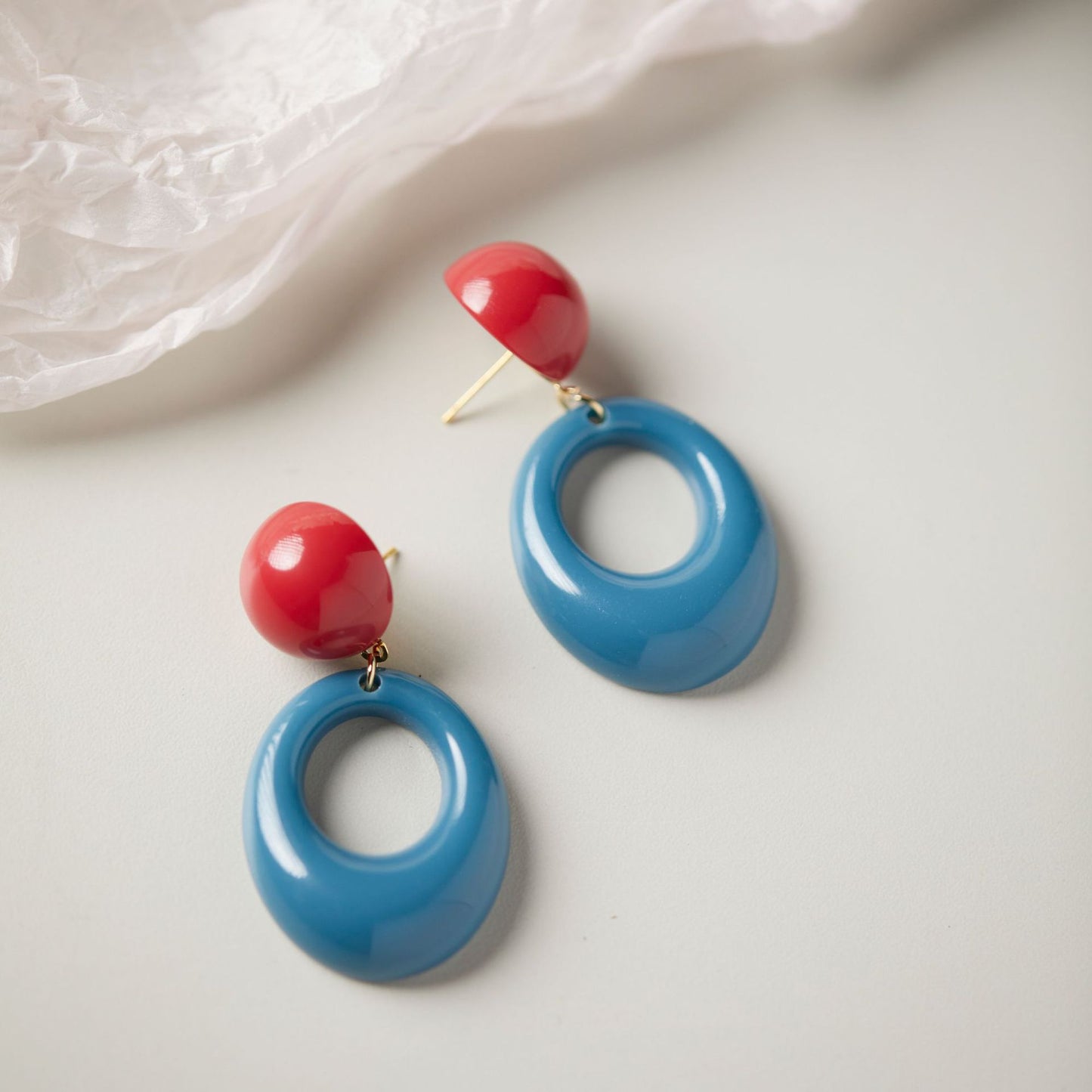 Retro Circle Contrast Color Earrings