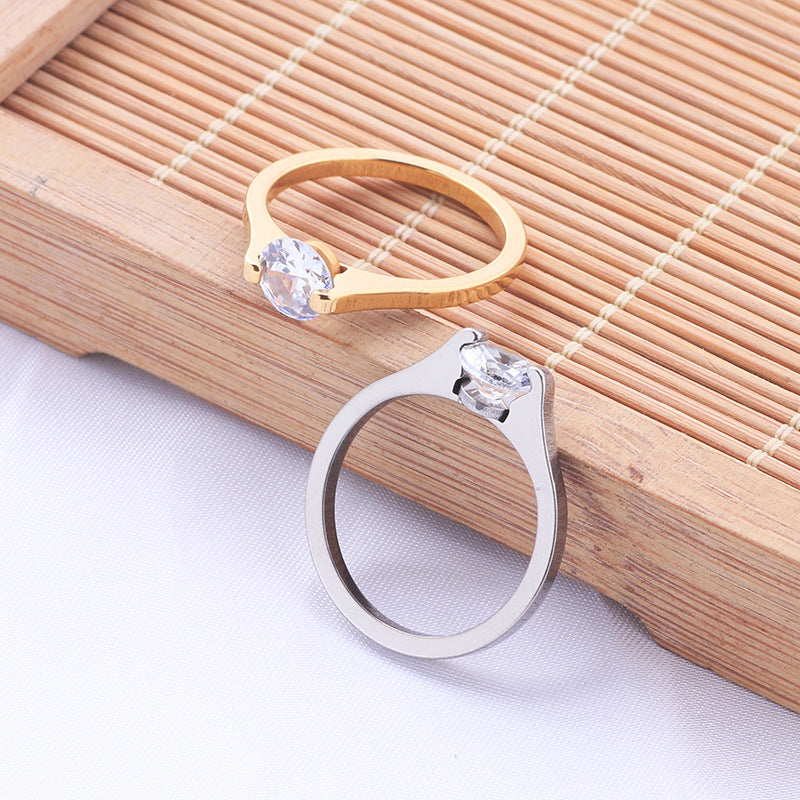 Diamond Ring Titanium Steel