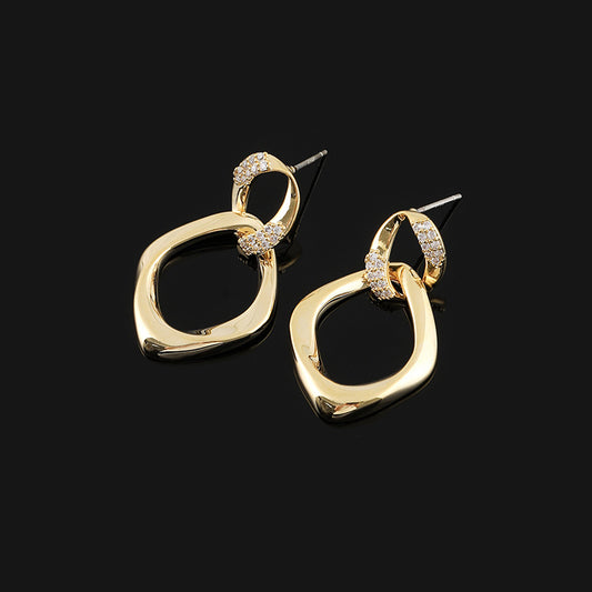 Metal Micro-inlaid Geometric Eardrop Earrings