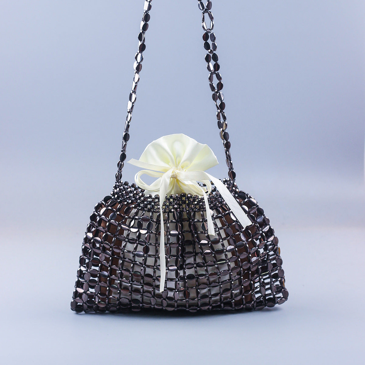 Handmade Flat Beads Woven One-shoulder Handbag