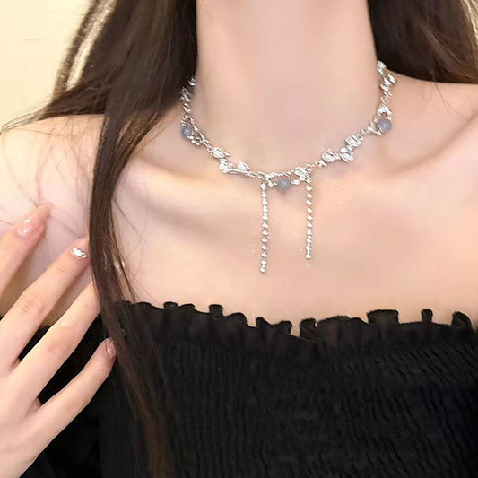 White Moonlight Zircon Clavicle Chain Female High-grade Necklace