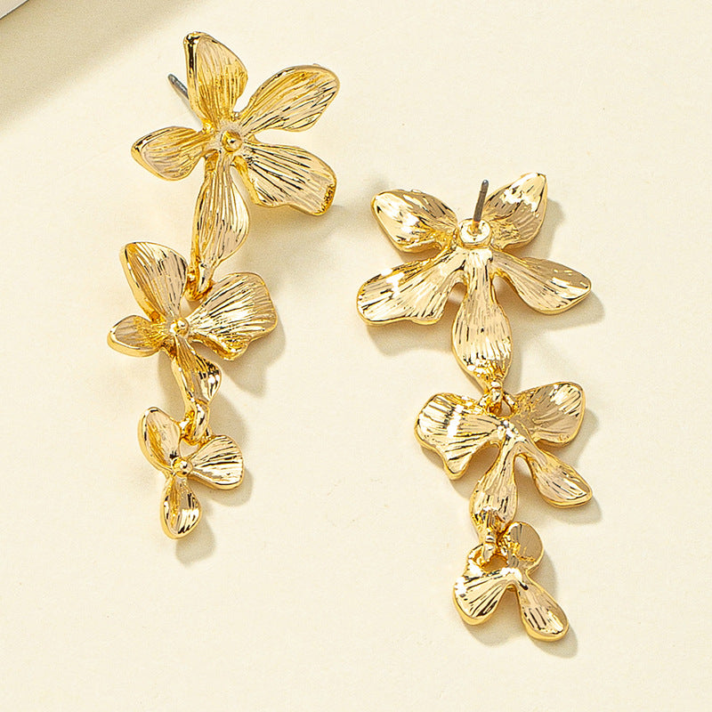 Irregular Exaggerated Long Flower Earrings