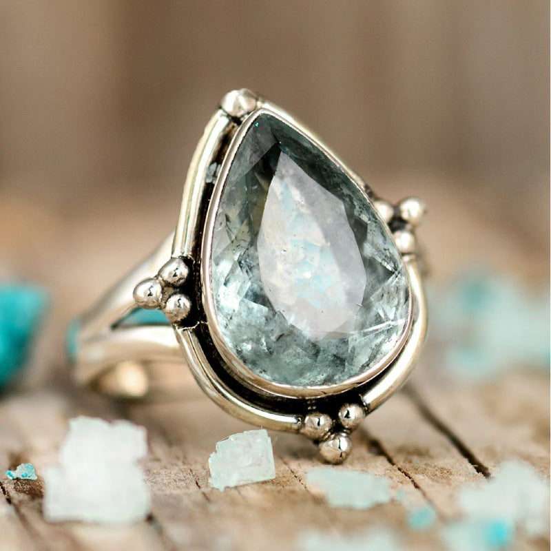 Water Drop Aquamarine Ring