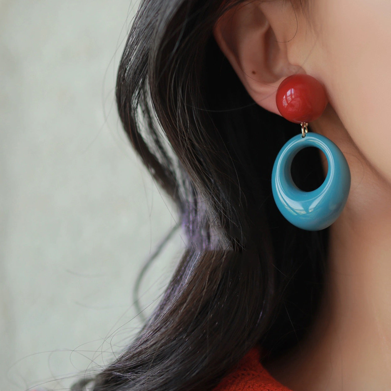 Retro Circle Contrast Color Earrings