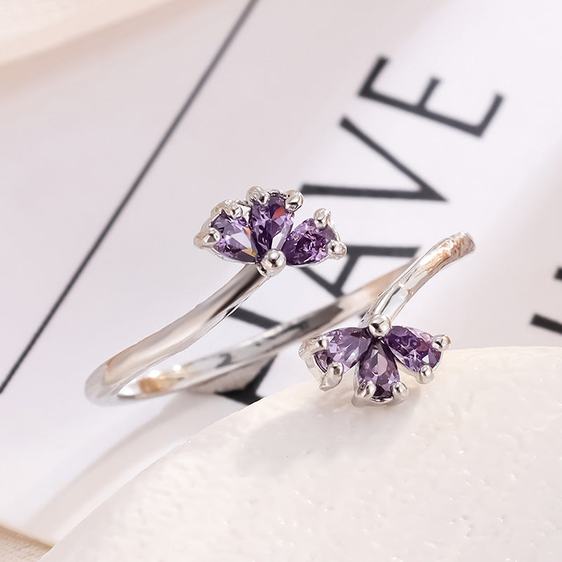 Zircon Purple Petal Ring