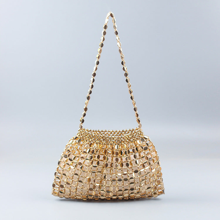 Handmade Flat Beads Woven One-shoulder Handbag