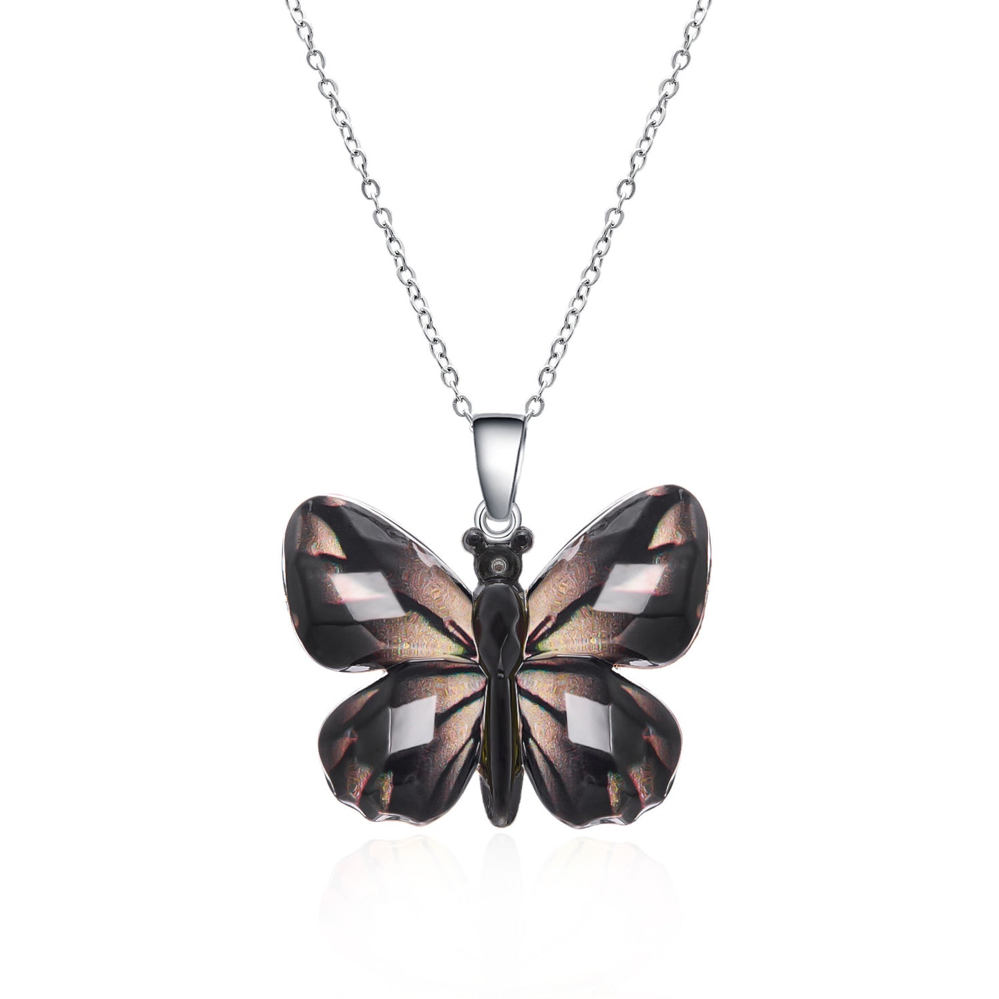 Stainless Steel Retro Multi-color Butterfly Necklace