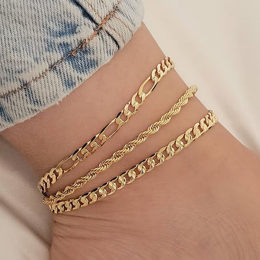 Stylish Women's Simple Personality Multi-layer Anklet Suit