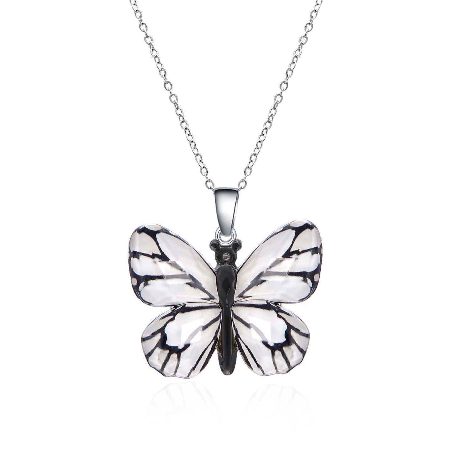 Stainless Steel Retro Multi-color Butterfly Necklace