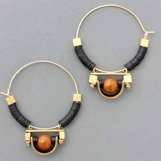 Geometric Inlaid Hollow Pendant Earrings