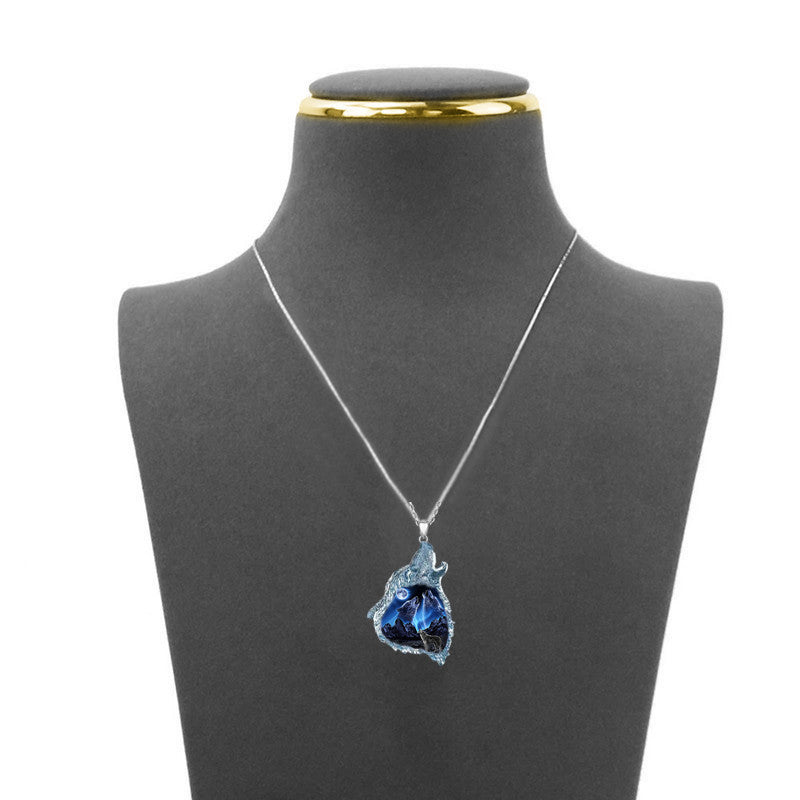 Men's Creative Wolf Howling Pendant Punk Animal Necklace