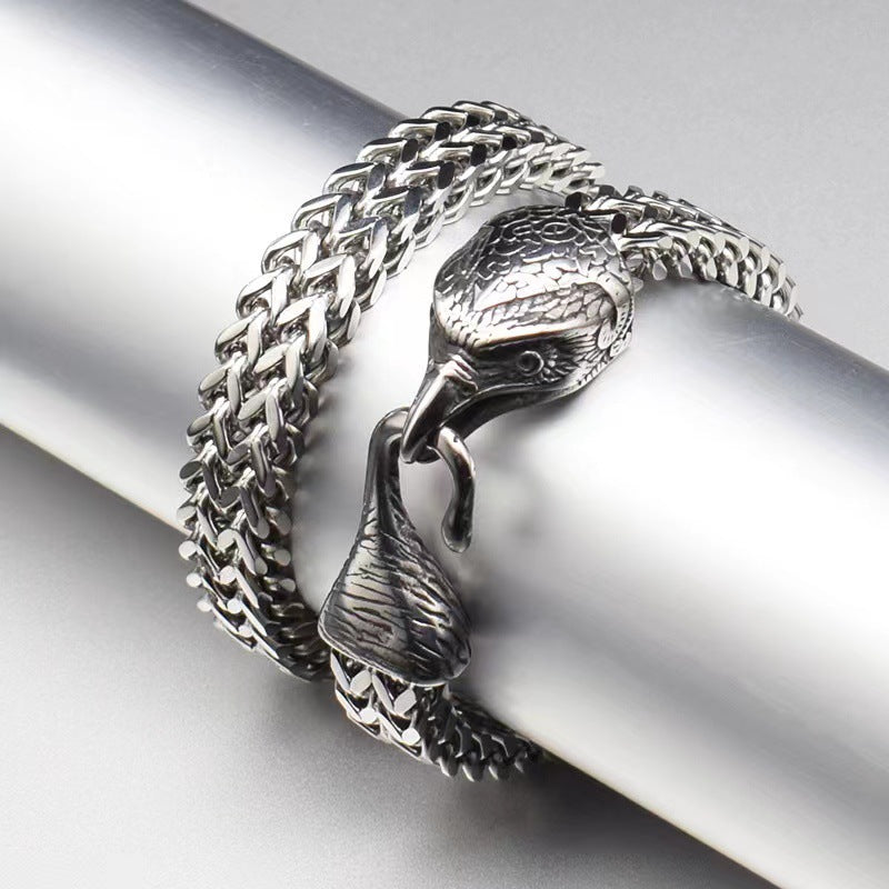 Men's Retro Stainless Steel Bird Head Bracelet