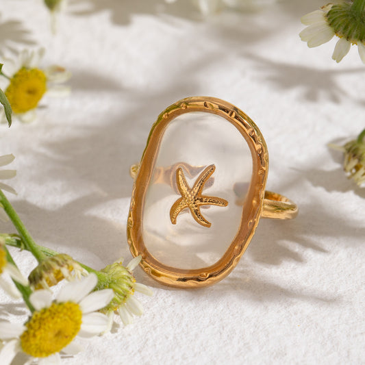 Stainless Steel Starfish Open Ring High Sense