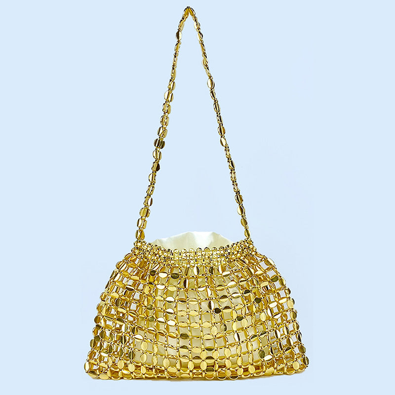 Handmade Flat Beads Woven One-shoulder Handbag