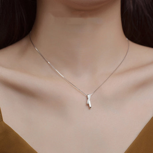 Diamond Cross Light Luxury And Simplicity Straight Stick Full Diamond Pendant Clavicle Chain Necklace