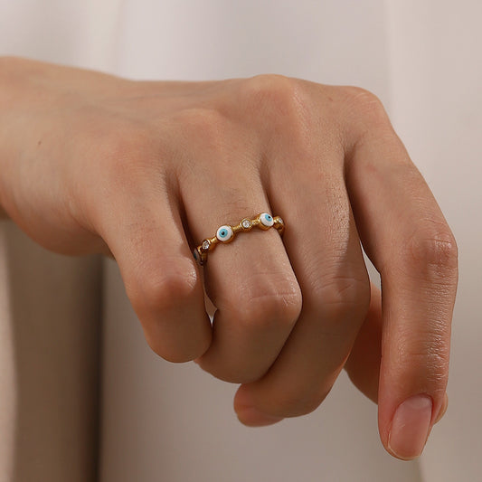 18K Gold-plated Stainless Steel Devil's Eye Open Ring