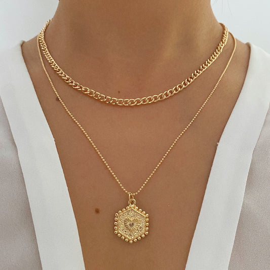 Double Layer Twin Clavicle Chain